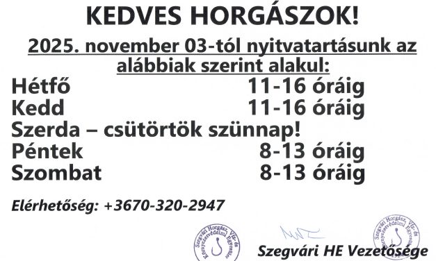 Változik nyitva tartásunk